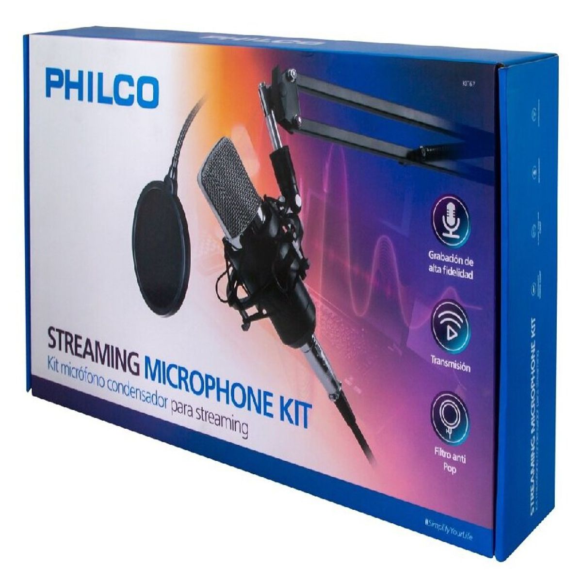 PHILCO - KIT STUDIO MICROPHONE CON SOPORTE / ANTIPOP / STAN
