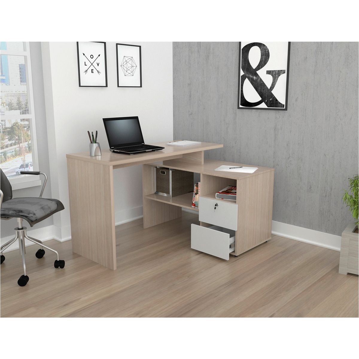 INVAL - Escritorio Mali Et5315 Arena/Blanco Inval