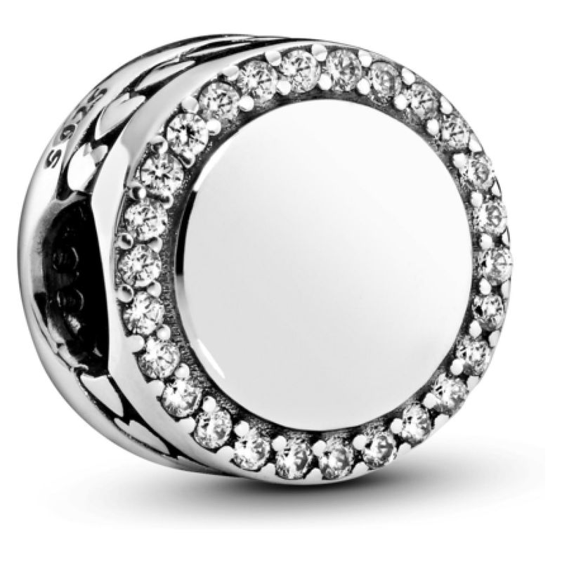 PANDORA - Charm De Boton Brillante Para Graba De Plata Mujer Pandora