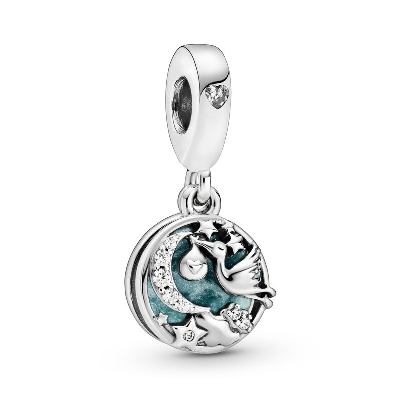 PANDORA - Charm Colgante Cigüeña Y Estrellas Brillantes Mujer Pandora