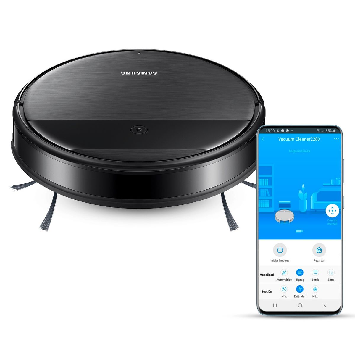 SAMSUNG - Aspiradora Robot Samsung Trapeadora Powerbot Conexión Wi-Fi Black Vr05R5050Wk/Zs
