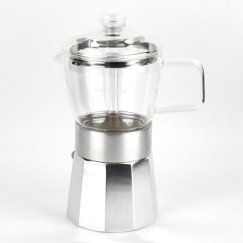 VITREX - Cafetera Aluminio 9 Tazas Crystal Vitrex