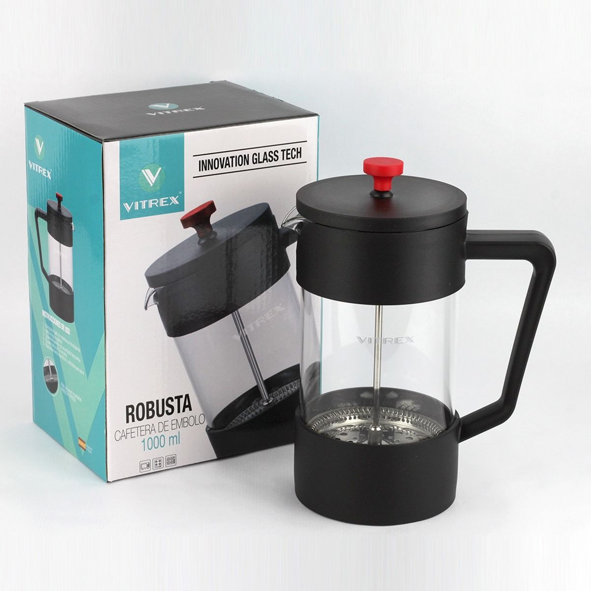 VITREX - Robusta Cafetera Embolo 1 Litro Vitrex