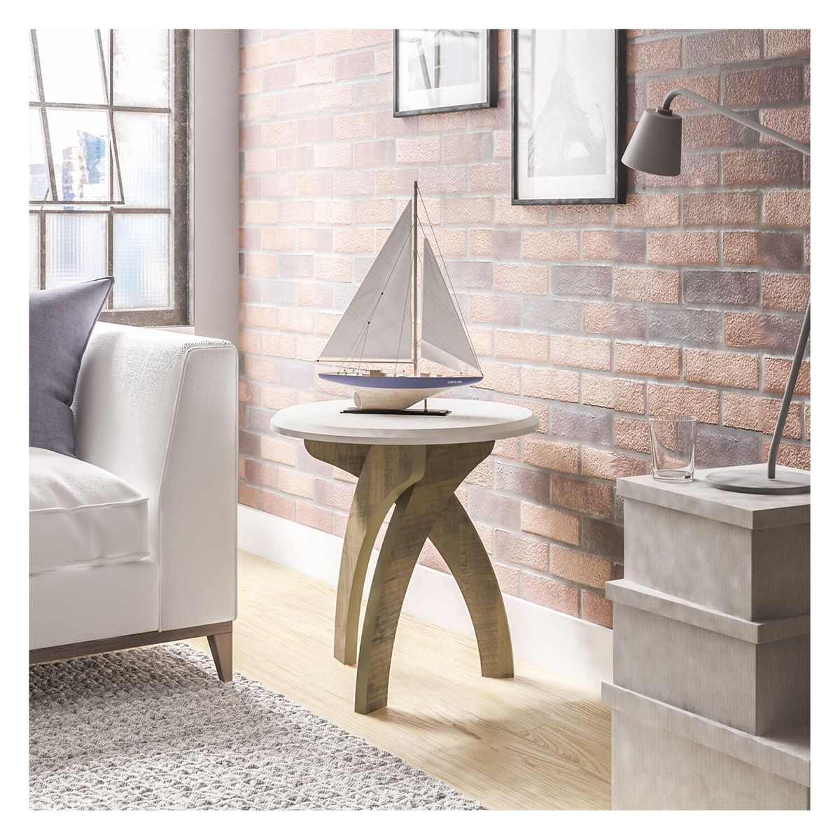 RODLER - Mesa Lateral Jade Blanca 50X50 Cms