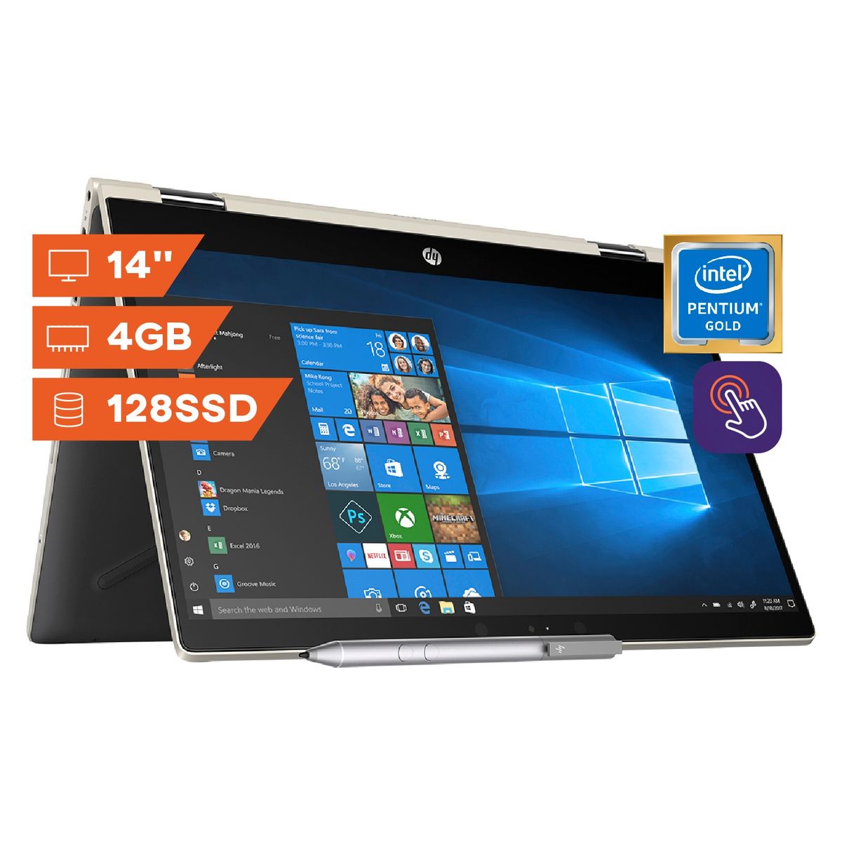 HP - Notebook Hp/X360/Pentium/4gb Ram/128gb Ssd/W10/14