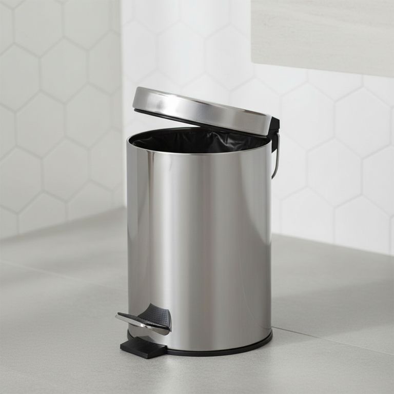 Basurero 3 Litros Acero Inoxidable Con Pedal Negro
