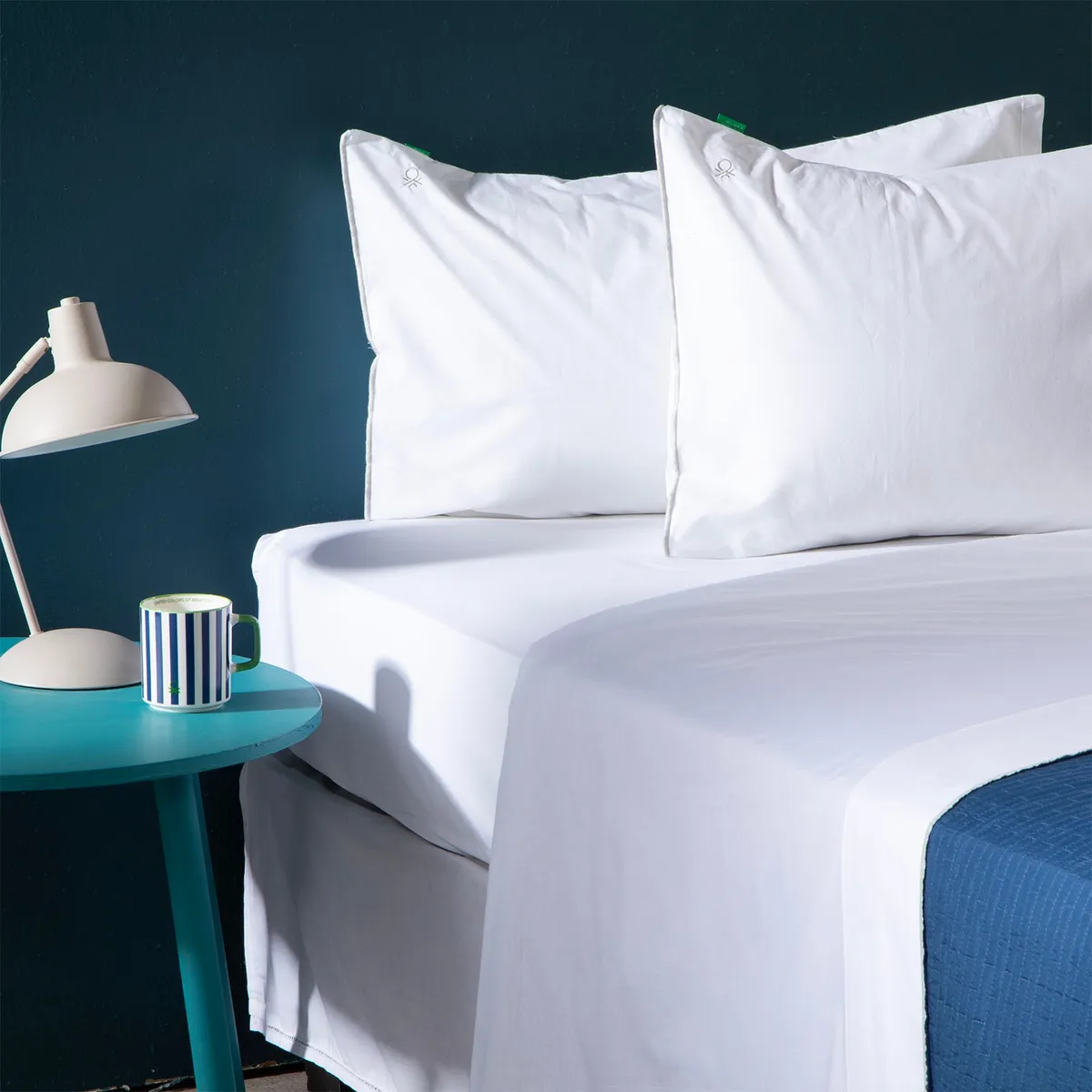 BENETTON - Juego De Sábanas Piping 100% Algodón 200 Hilos Liso Benetton