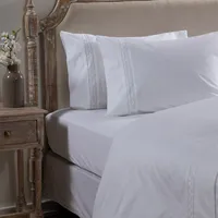 Juego De Sábana María Bordada 200 Hilos 100% Algodón