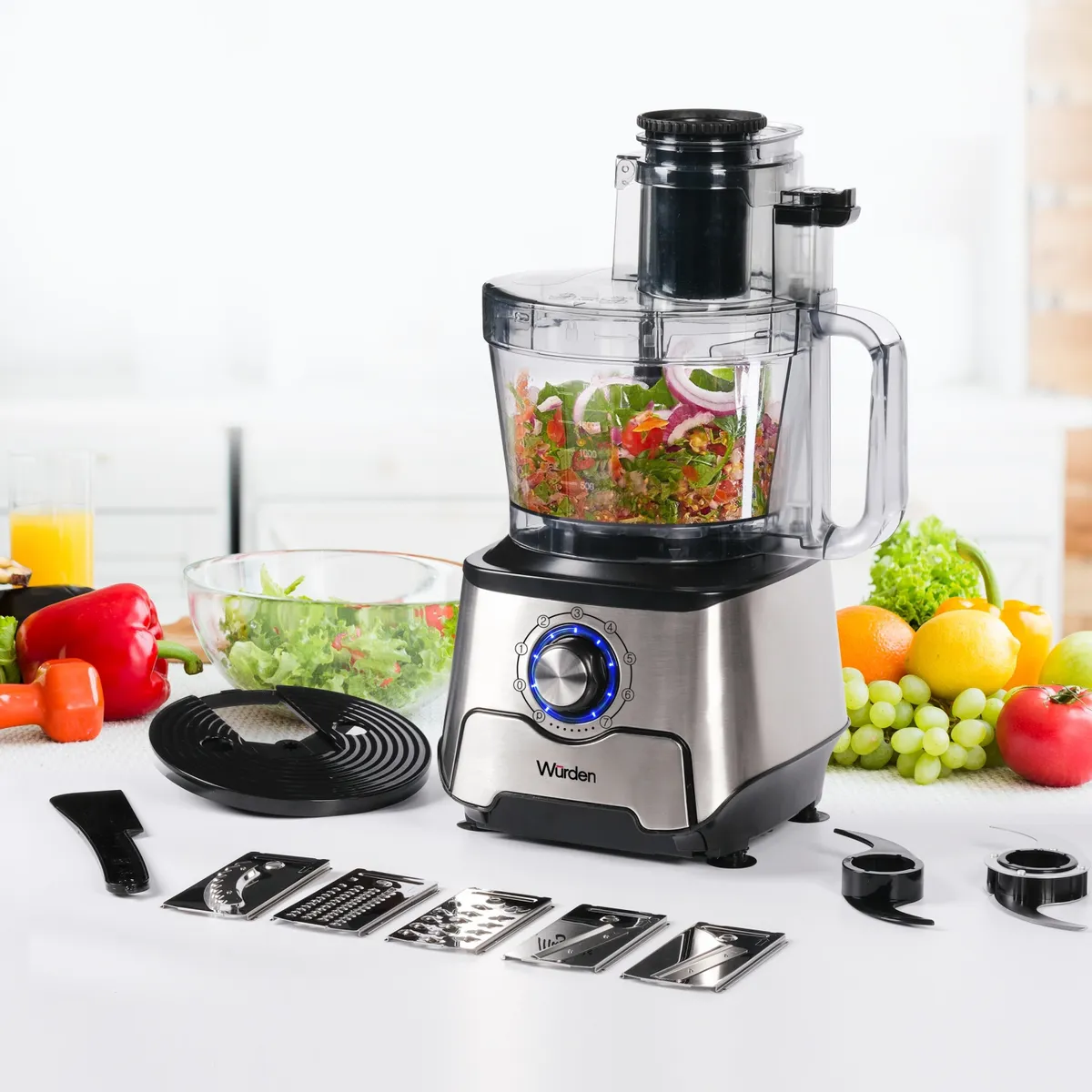 WURDEN - Procesador de Alimentos Wurden 1000W 2 Litros Multifuncional