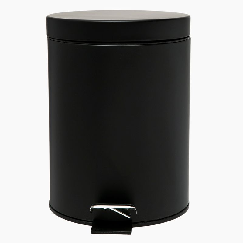 MICA - Basurero Mica 5 Litros Acero Inoxidable Con Pedal Negro