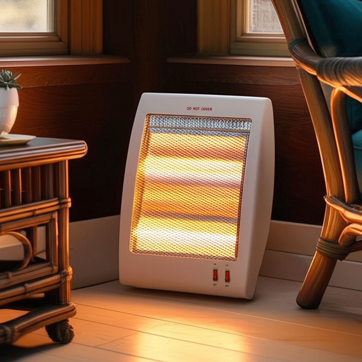 RECCO - Estufa Eléctrica Recco 800W Halógena Compacta Blanca