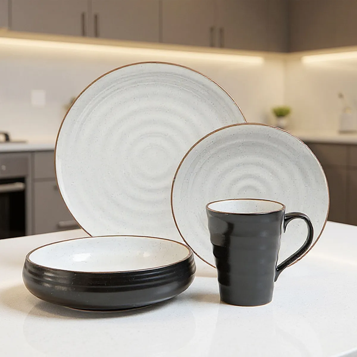 BASEMENT - Juego De Loza 24 Piezas Cerámica Beige Basement Candela