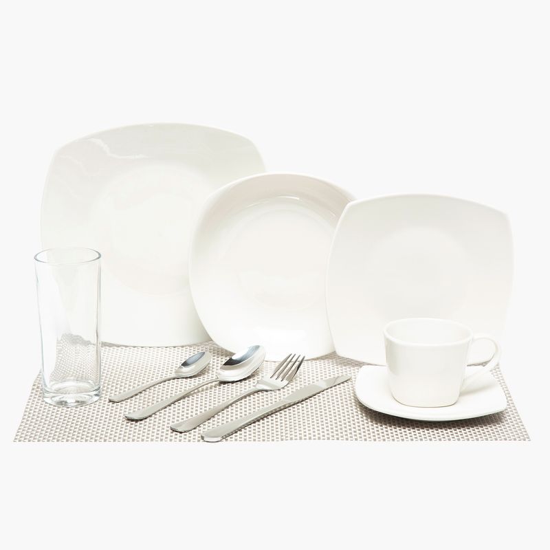 MICA - Juego de Vajilla Mica Combo Blanco Porcelana 44 Piezas