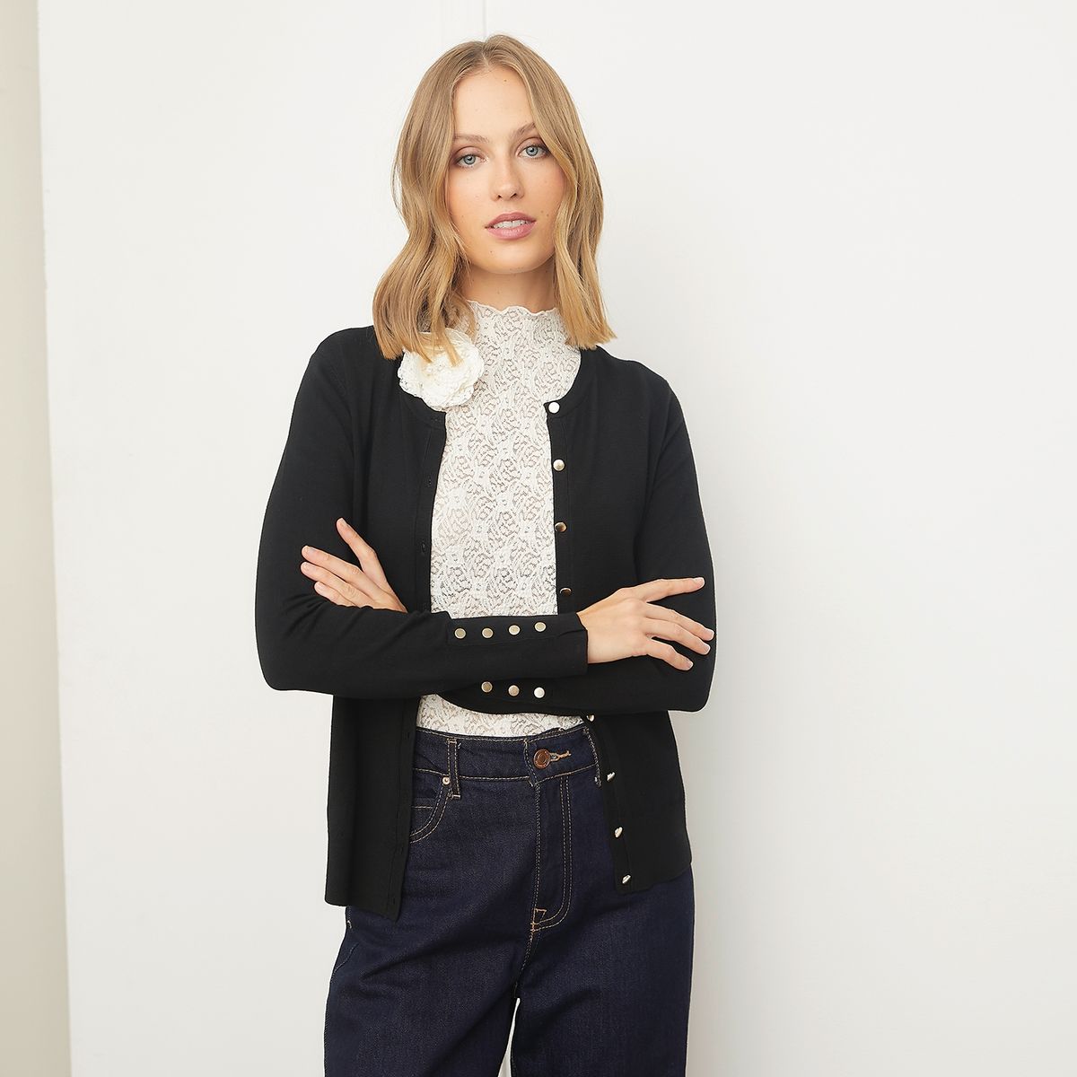 BASEMENT - Chaleco Manga Larga Mujer Basement