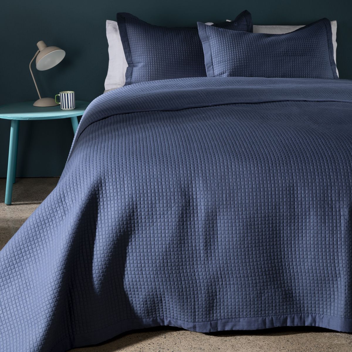 BENETTON - Cubrecama Quilt + Funda De Almohada Cub Azul Algodón Benetton