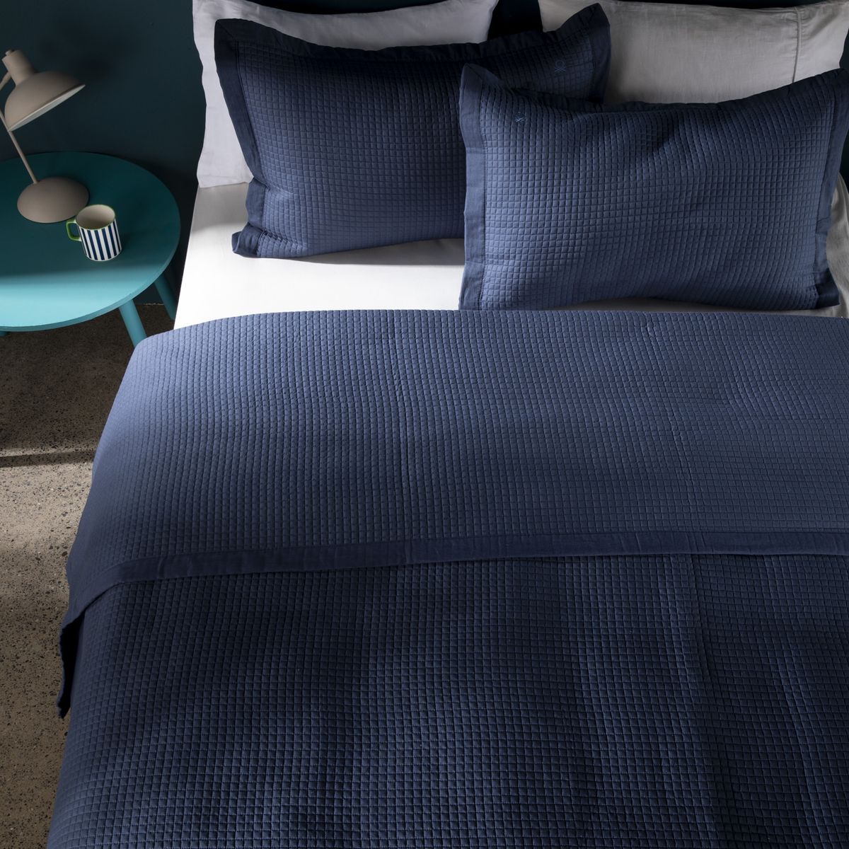 BENETTON - Cubrecama Quilt + Funda De Almohada Cub Azul Algodón Benetton