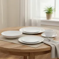 Juego de Vajilla 30 Piezas Flat Edge Porcelana Blanca Home