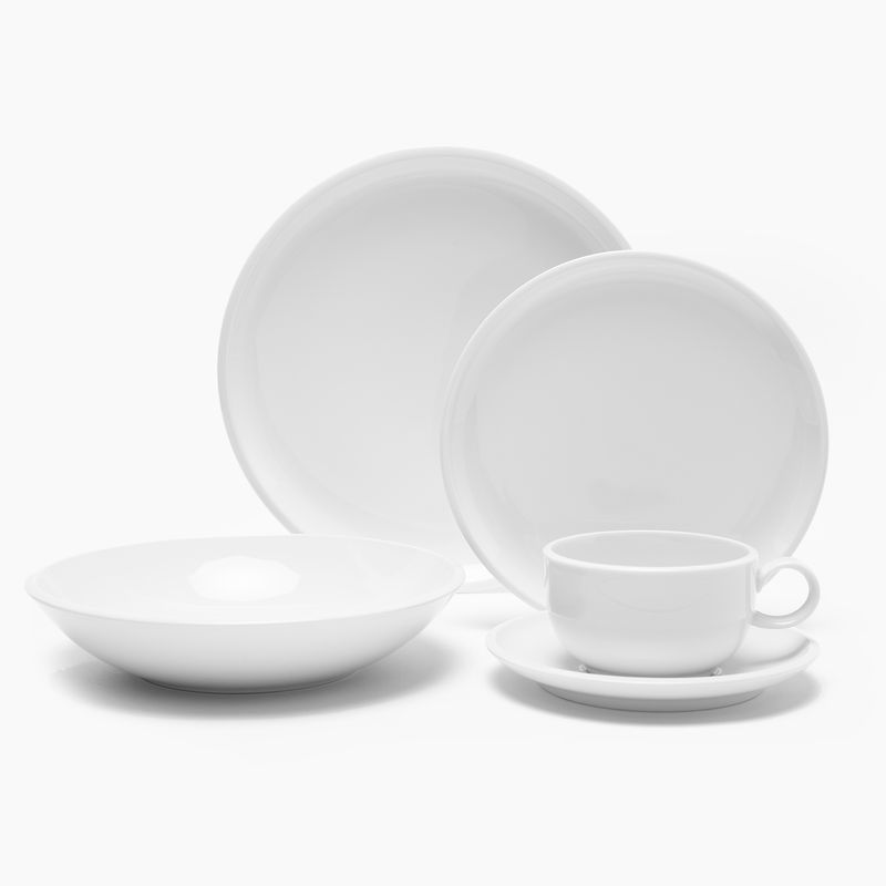 BASEMENT - Juego de Vajilla Basement Flat Edge 30 Piezas Porcelana Blanca