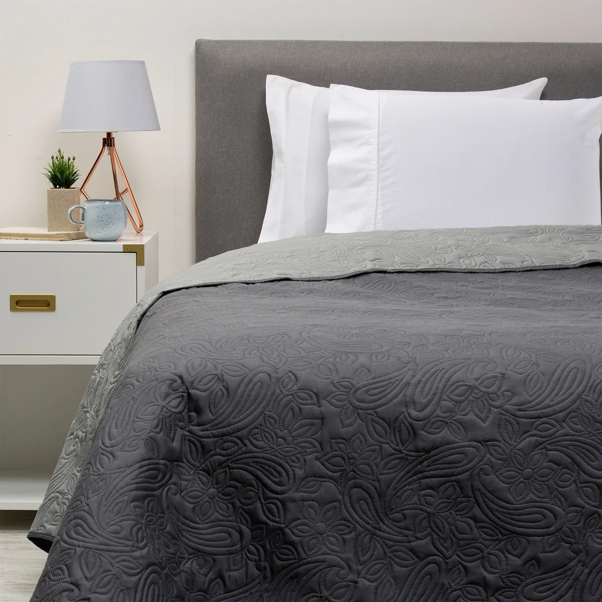 AMBIENTA - Cubrecama Bicolor Gris/Negro Ambienta