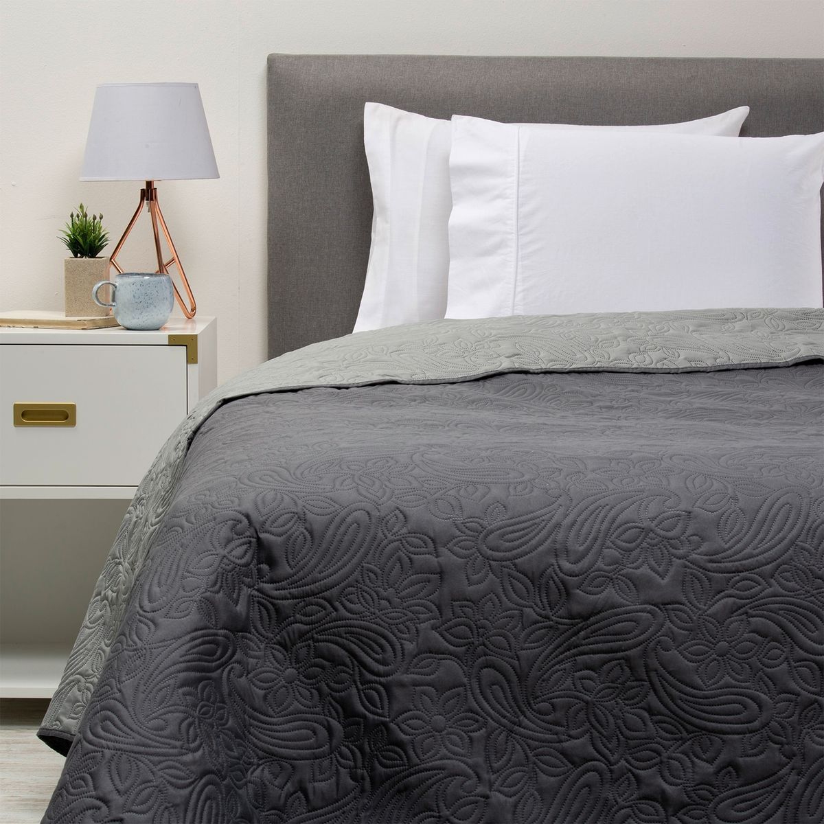 AMBIENTA - Cubrecama Bicolor Gris/Negro Ambienta