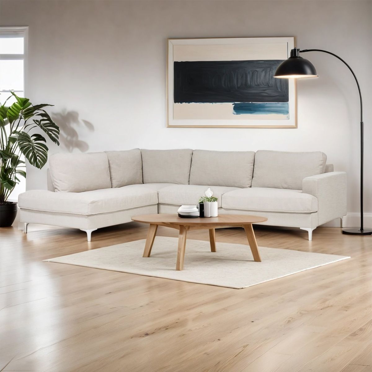 BASEMENT HOME - Sofá Seccional Izquierdo Feather 3 Cuerpos Basement Home