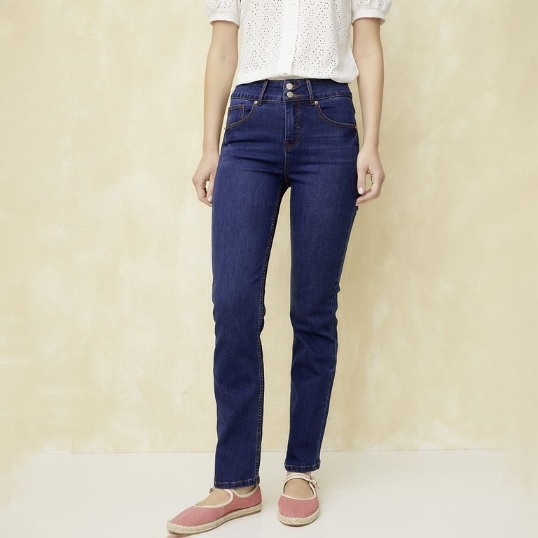 Jeans Straight Tiro Medio Mujer
