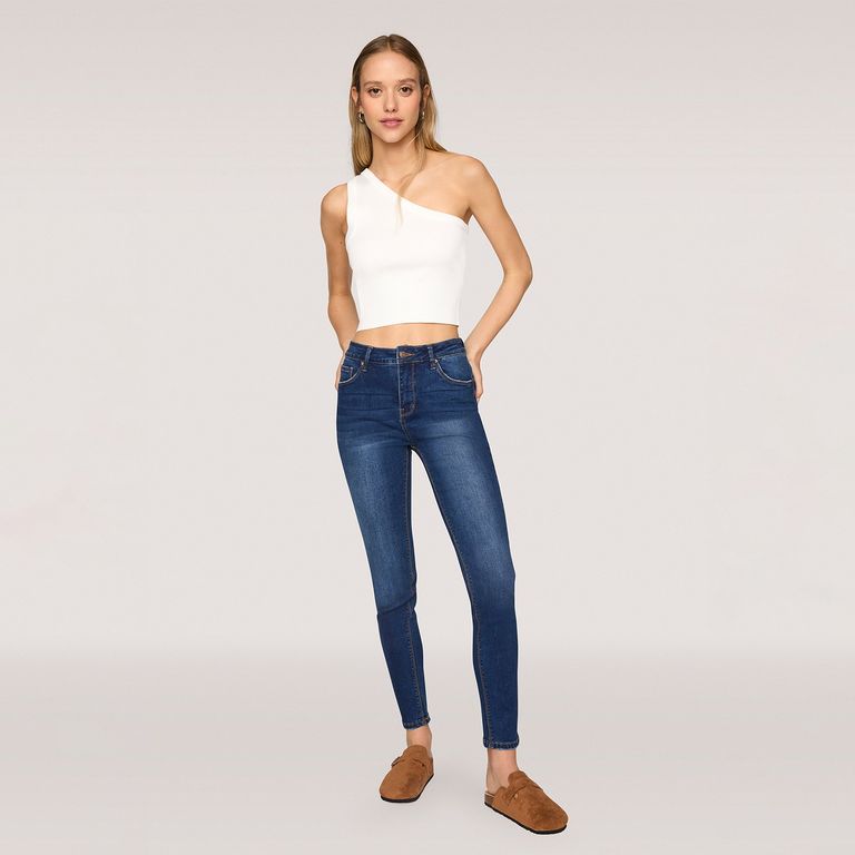Jeans Skinny Tiro Alto Mujer