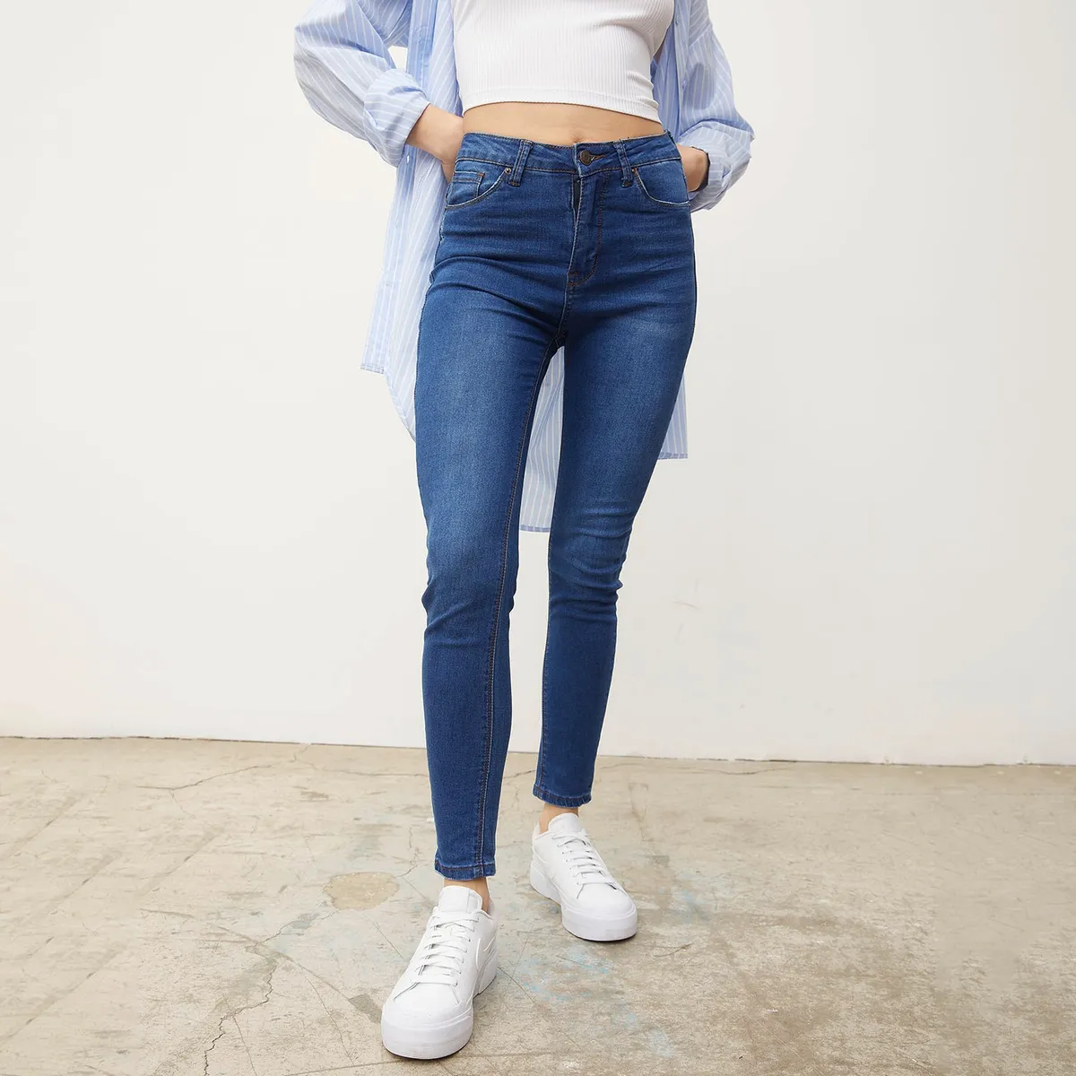 SYBILLA - Jeans Skinny Tiro Alto Mujer Sybilla