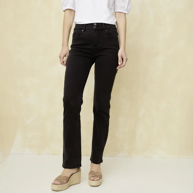 Jeans Straight Tiro Medio Mujer