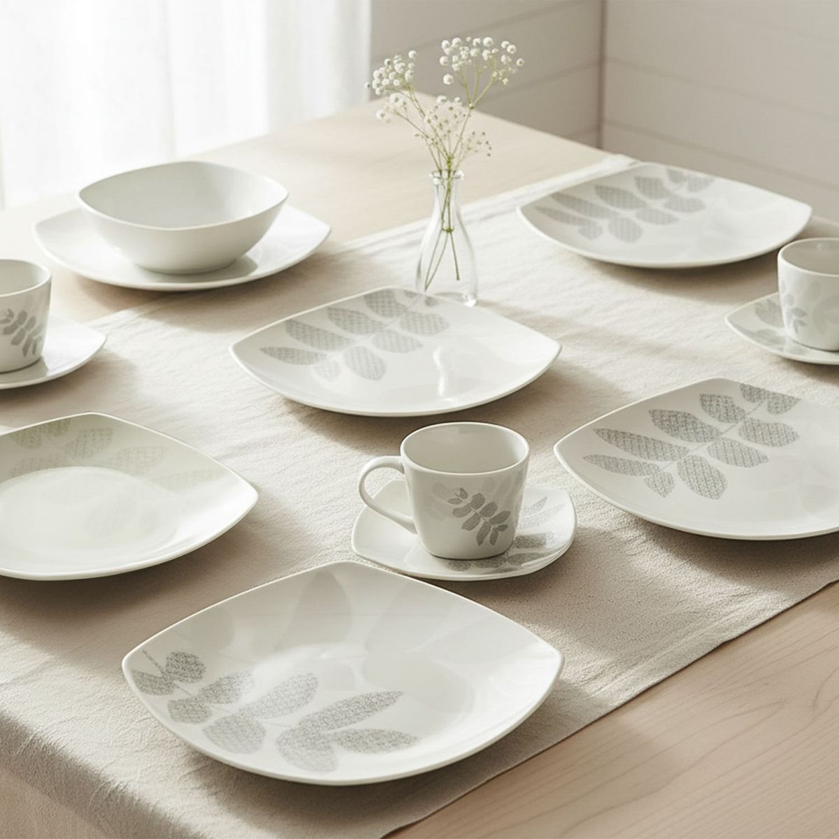 MICA - Juego De Vajilla Mica Mabel Porcelana 30 Piezas Para 6 Personas