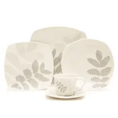 MICA - Juego de Vajilla MABEL Porcelana 30 Piezas para 6 Personas