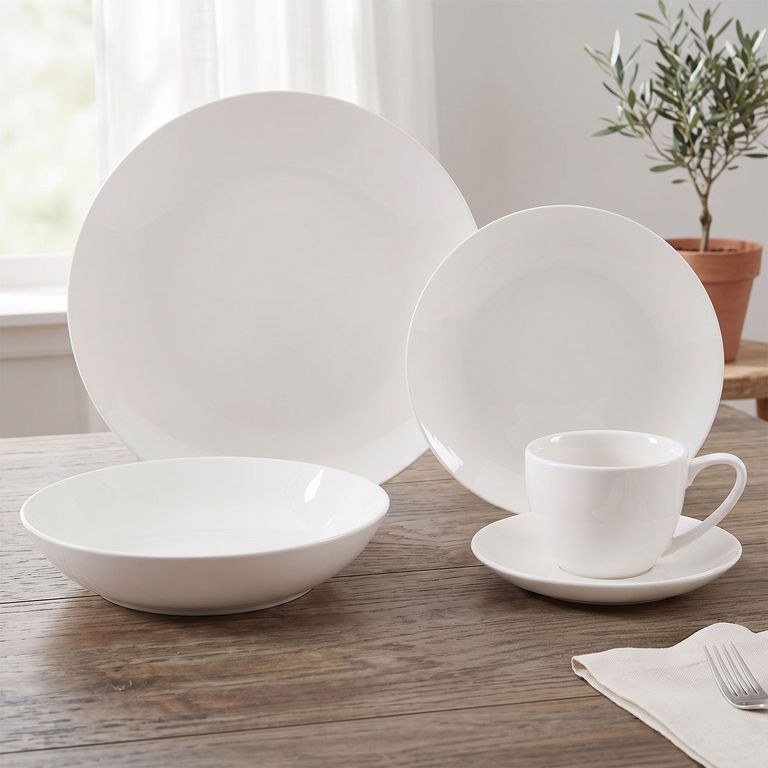 Juego De Vajilla Porcelana 30 Piezas Blanco