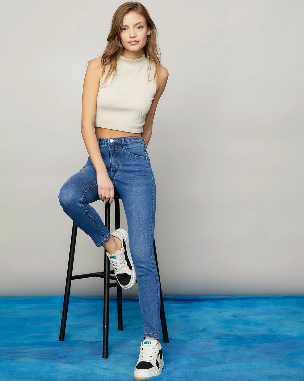 Tiro Alto Jeans Recto Tiro Medio Mujer Jeans Americanino Tiro Alto