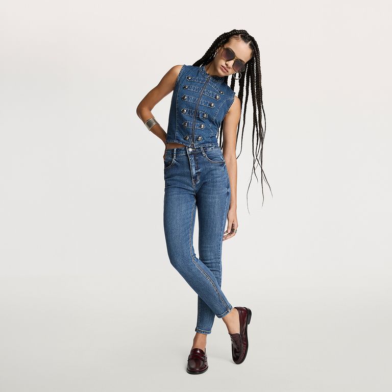 Jeans Skinny Tiro Alto Mujer