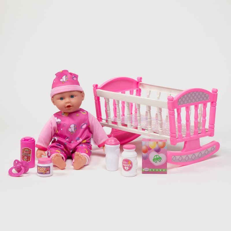 UNEEDA - Muñeca 13  Con Cuna Y  6 Accesorios Uneeda