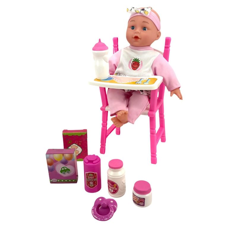 UNEEDA Muñeca con Silla de Comer y Accesorios