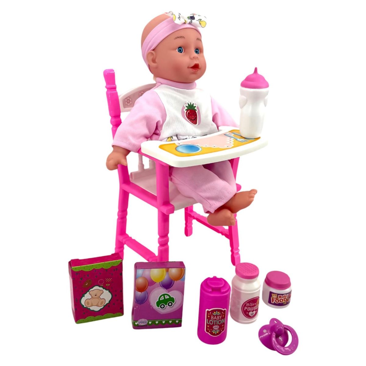 UNEEDA - Muñeca con Silla de Comer y Accesorios Uneeda