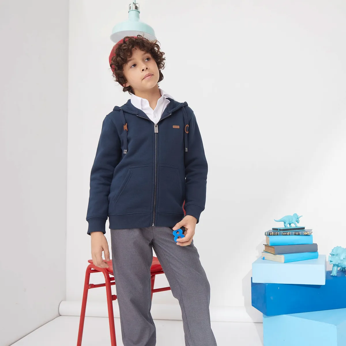 COLLOKY - Colloky Poleron Escolar , 80% Algodón 20% Poliester, Con Gorro , Incluye Etiqueta De Nombre