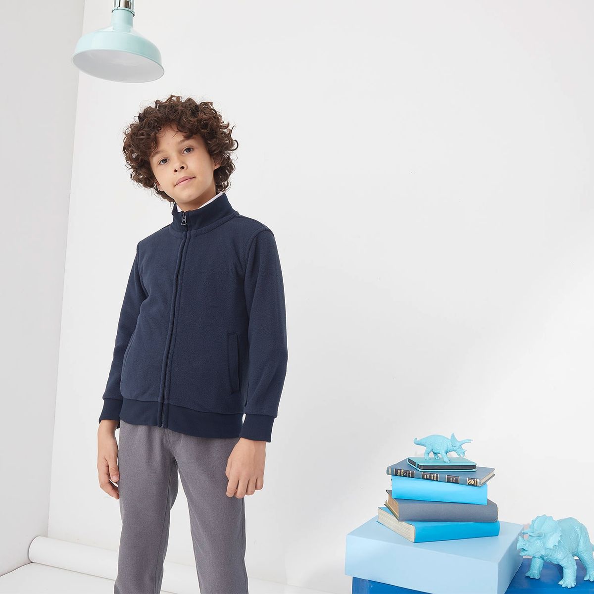 HOLLEY SKOOL - Holley Skool Polerón Escolar, 100 Poliéster, Polar Fleece , Pretina , Punos, Cuello Doble Tejido , 2 Bolsillos Al Costado