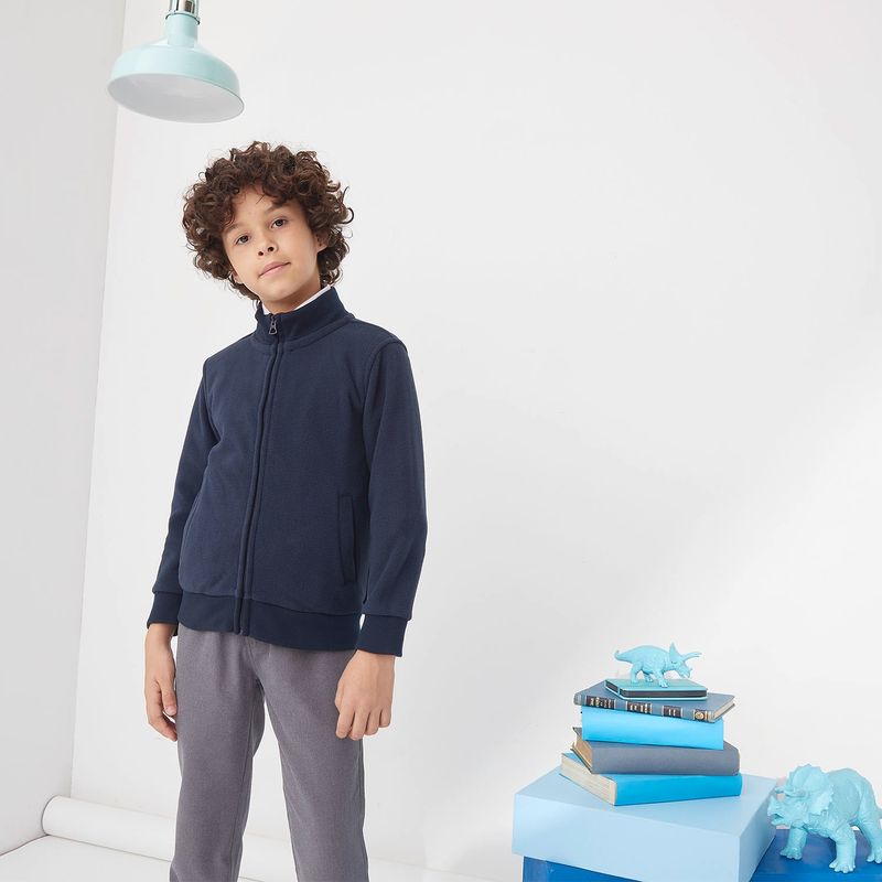 HOLLEY SKOOL - Holley Skool Polerón Escolar, 100 Poliéster, Polar Fleece , Pretina , Punos, Cuello Doble Tejido , 2 Bolsillos Al Costado