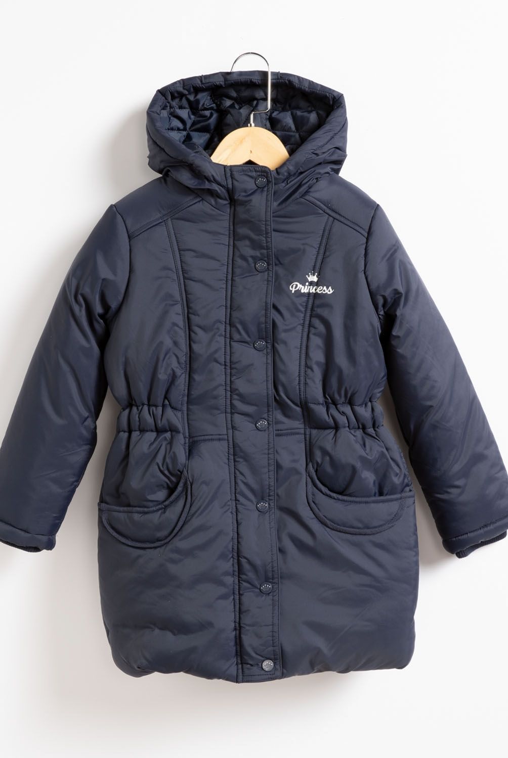 PRINCESAS - Princesa Parka Escolar Larga, 100% Nylon, Cuerpo Y Gorro Interior Polar Fleece ,Cintura Elasticada , Doble Puño, 2 Bolsillos Al Costado, 1 Bolsillo Interior, Incluye Etiqueta De Nombre