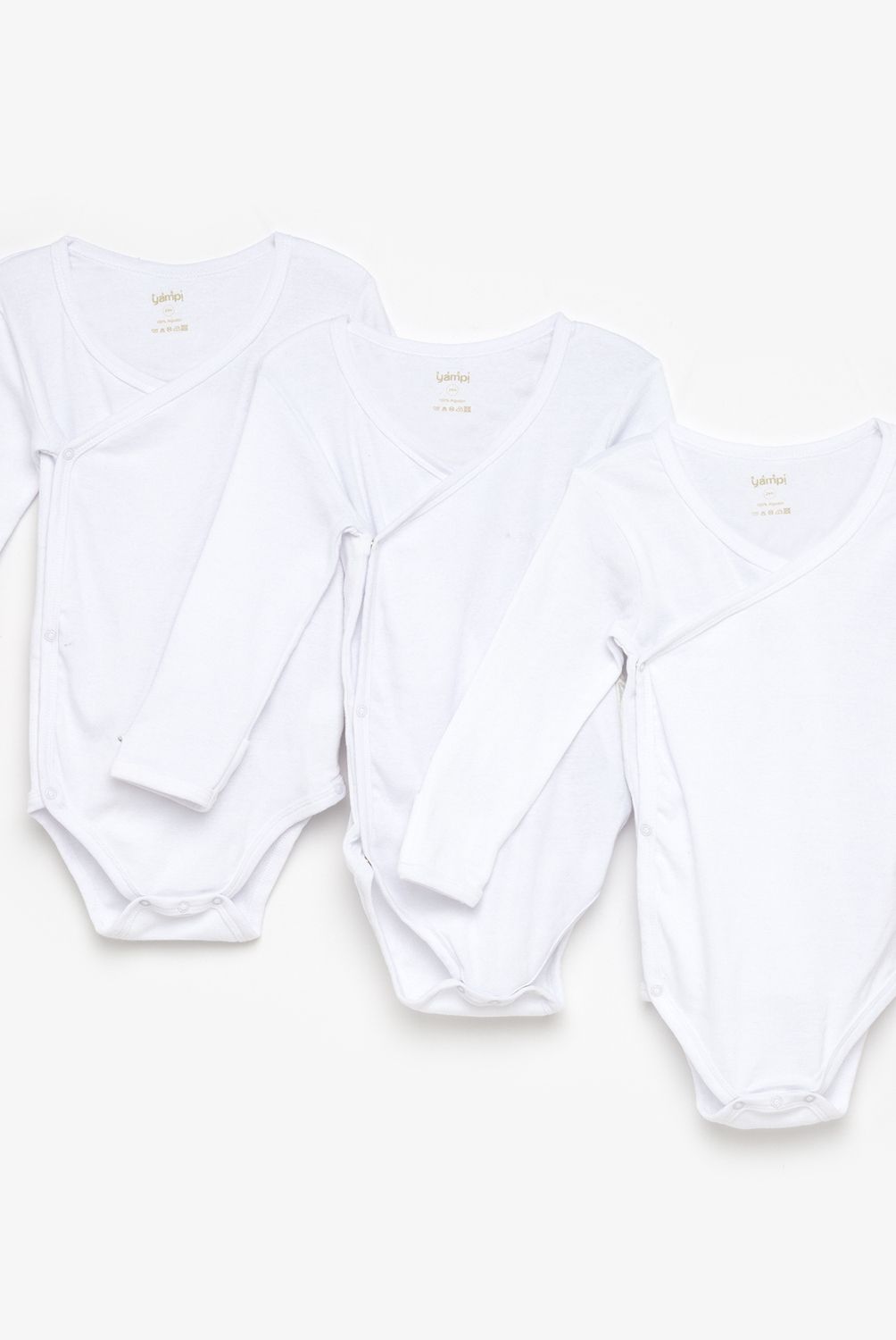 YAMP - Body Blaco Pack De 3 Unidades Bebé Unisex