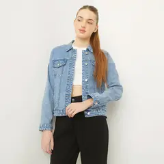 SYBILLA - Chaqueta Jeans Mujer Algodón Manga Larga