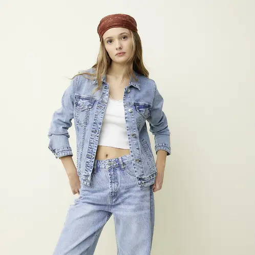 SYBILLA - Chaqueta Jeans Mujer Algodón Manga Larga