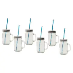 MICA - Set 6 Vasos Vidrio 400 ml Jars