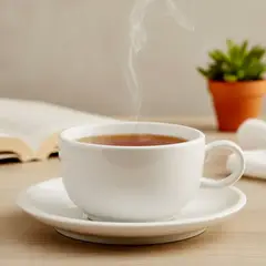 BASEMENT - Taza De Té Flat Edge Con Plato Loza Blanca