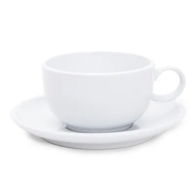 Imagen 2 del producto Taza De Té Flat Edge Con Plato Loza Blanca