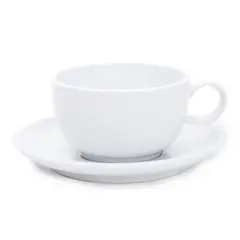 BASEMENT - Taza Té 280 Ml + Plato Té 17 Cm Flat Edge Loza Blanca