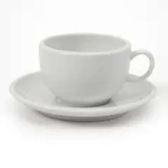 BASEMENT - Taza Café 100 Ml + Plato Café 12 Cm Flat Edge Loza Blanca