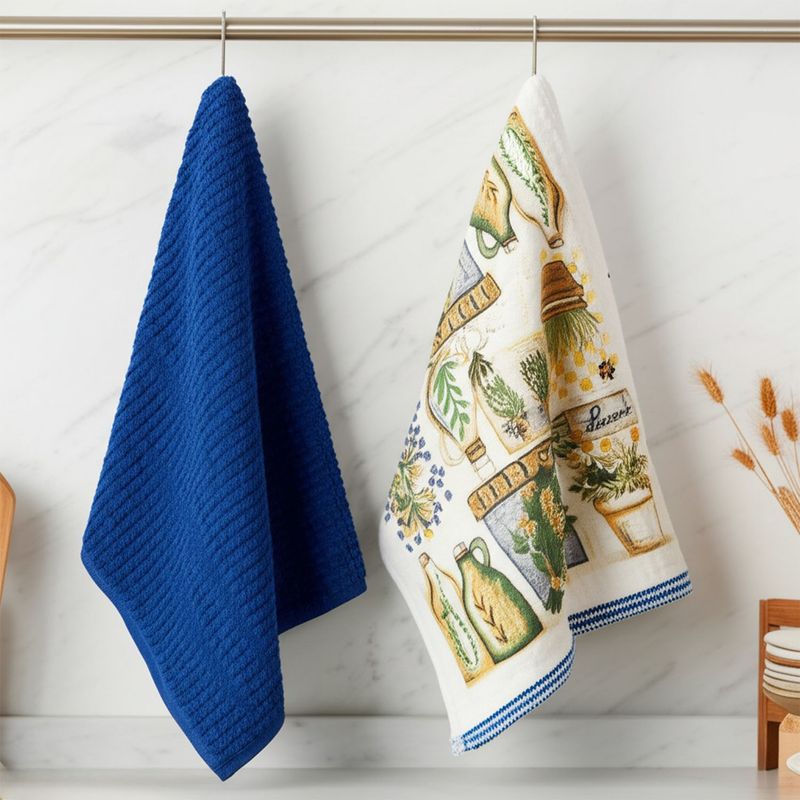 MICA - Set de 2 Paños de Cocina Mica Estampado de Hierbas